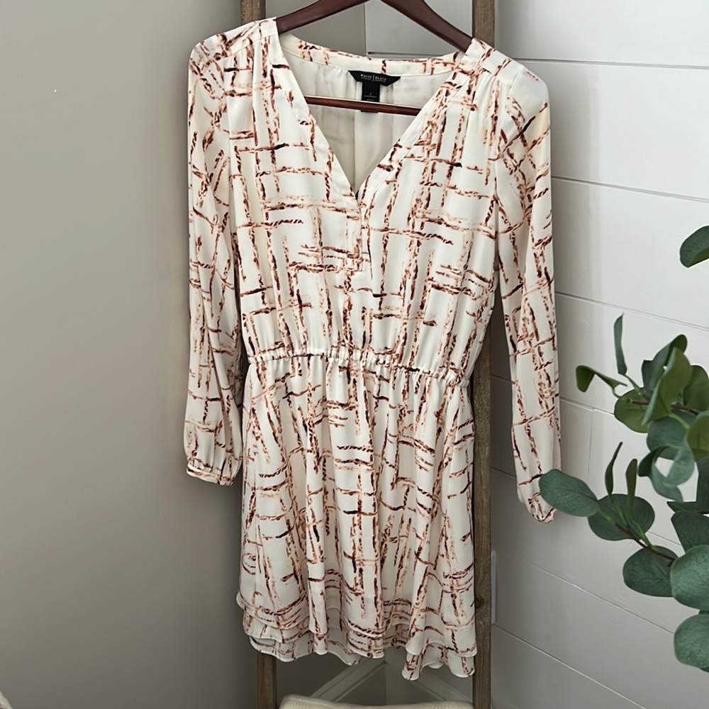 White House | Black Market dress cinched waist, long sleeve, above knee